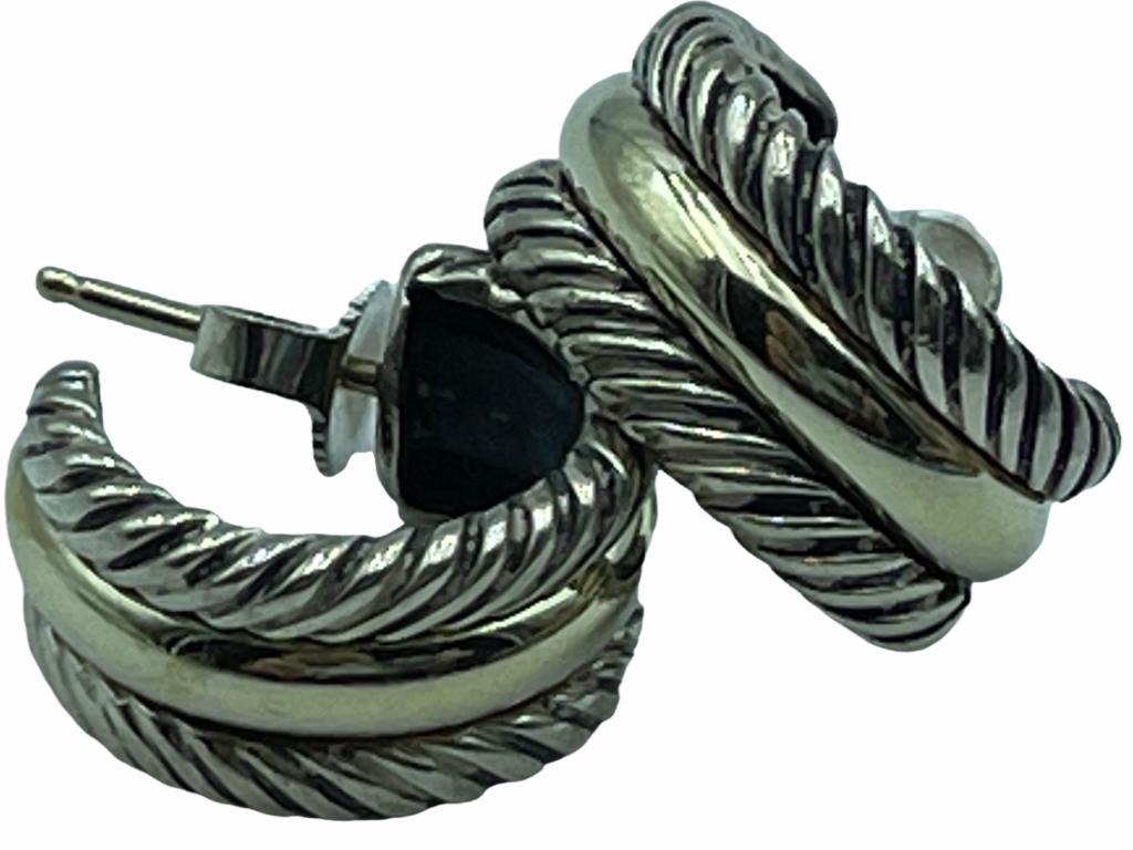 DAVID YURMAN STERLING SILVER PIERCED HOOP EARRINGS (1 of 1)