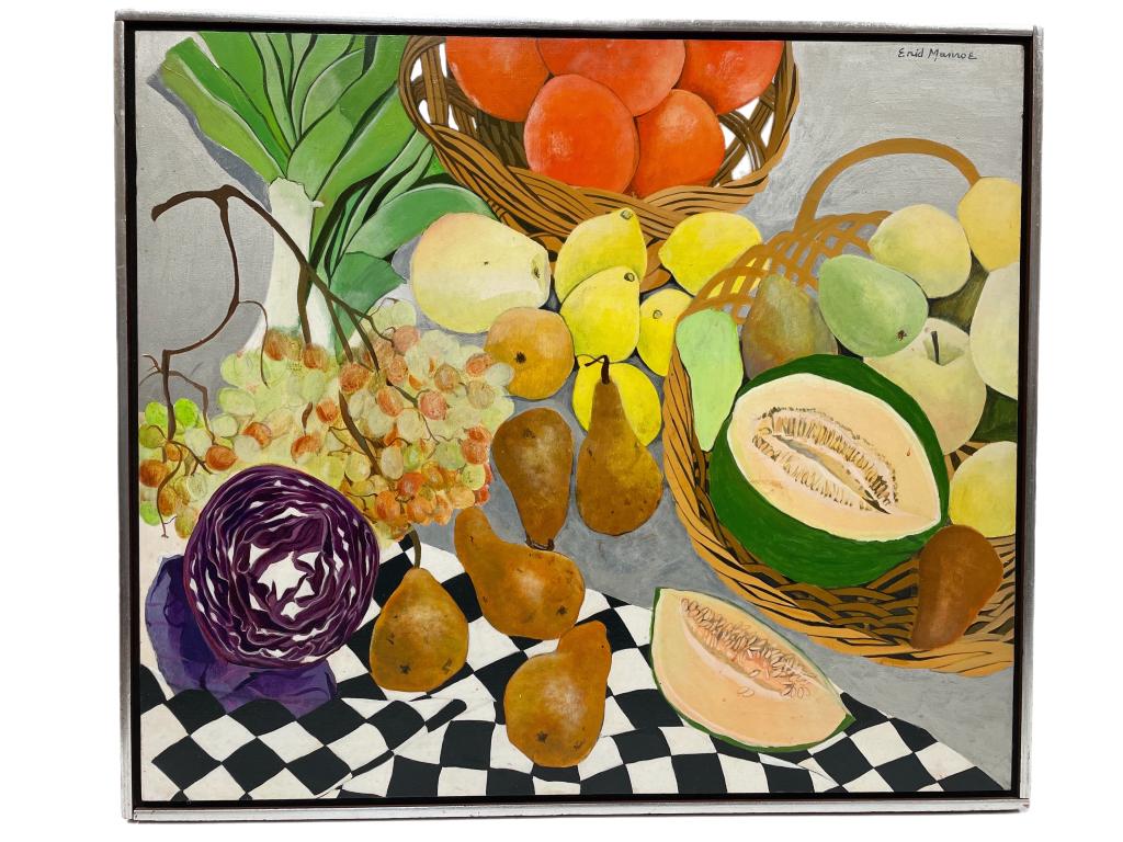 1969 ENID MUNROE STILL LIFE OIL PAINTING 27" (1 of 6)