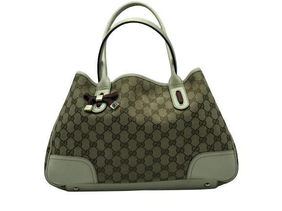 GUCCI BEIGE/IVORY MONOGRAMMED WEB PRINCY TOTE (1 of 5)