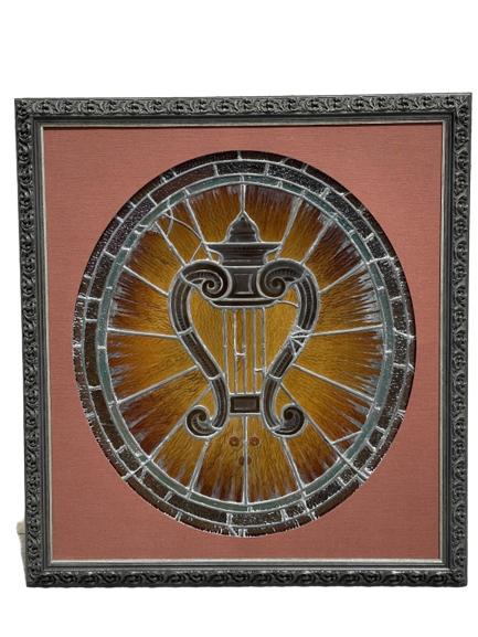 LARGE FRAMED STAINED GLASS HARP WALL ART 45" (1 of 3)
