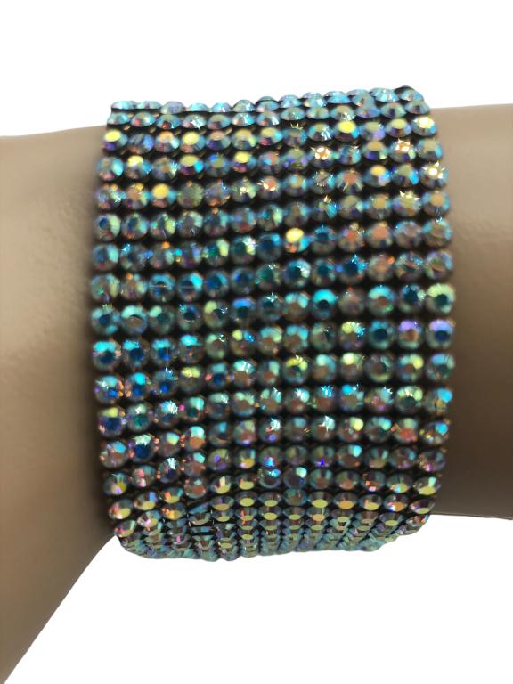 VINTAGE MULTI-COLORED BLING RHINESTONE BRACELET 7" (1 of 3)