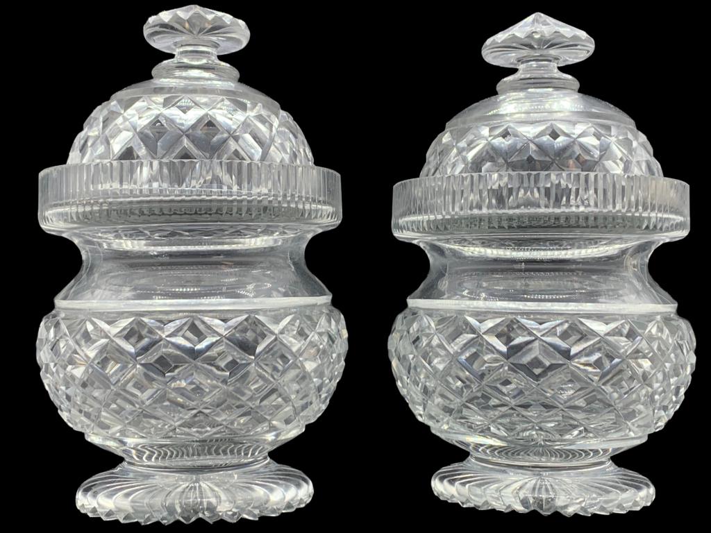 (2) VTG CRYSTAL JAM JARS WITH LIDS (1 of 4)