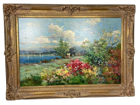 LARGE EXPRESSIONIST LANDSCAPE OIL PAINTING 44" (1 of 5)