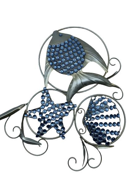 OCEAN GEMS FISH & SEASHELL METAL WALL ART (1 of 2)