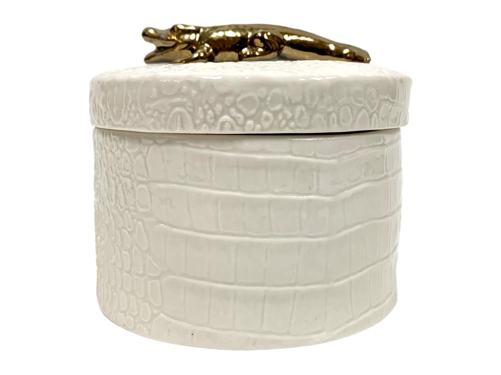 VTG CERAMIC JEWELERY BOX & GOLD ALIGATOR LID (1 of 8)