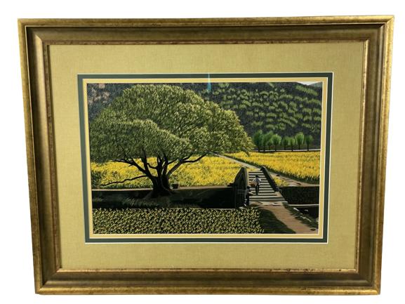 UNIQUE TEXTILE LANDSCAPE PAINTING 35" (1 of 3)