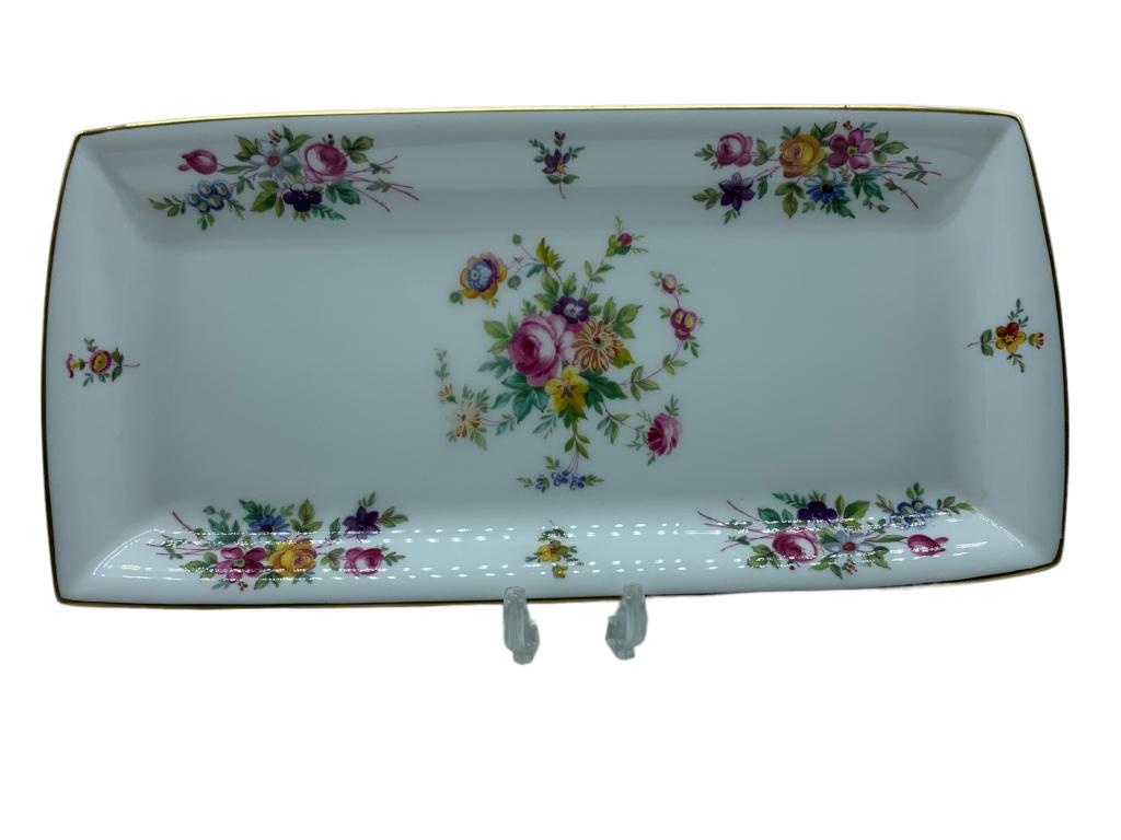 MID MOD STYLE DECORATIVE SERVING PLATE: -MID MOD STYLE DECORATIVE SERVING PLATE -ENGLISH BONE CHINA-STAMPED MINTON ON BOTTOMJR 9/14