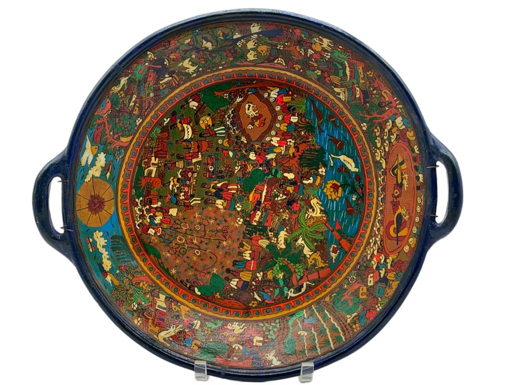 VTG HAND PAINTED MEXICAN WALL ART DISH TRAY (1 of 6)