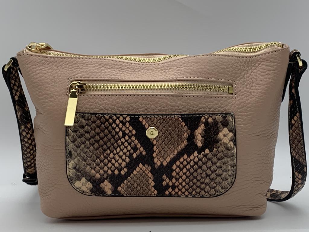 NEW G.I.L.I. PINK SNAKESKIN LEATHER CROSSBODY BAG (1 of 7)