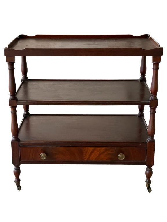 3 TIER ANTIQUE STYLE WOOD SIDE TABLE 26" (1 of 9)