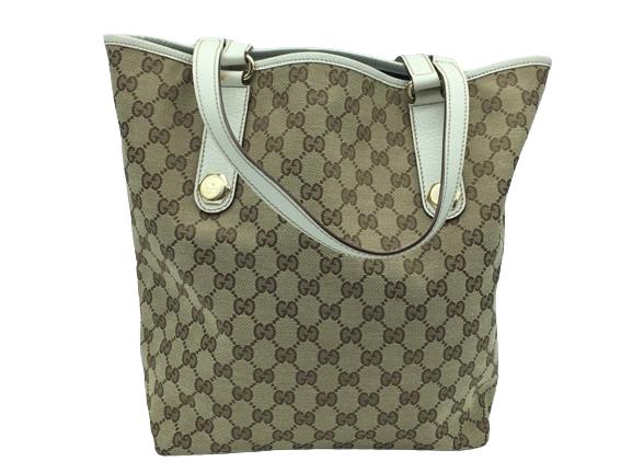 GUCCI BEIGE/IVORY CHARMY MONOGRAMMED TOTE HANDBAG (1 of 4)