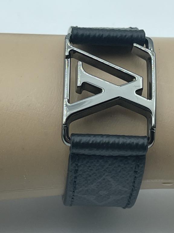 LOUIS VUITTON LEATHER AND SILVER MEN'S BRACELET (1 of 3)