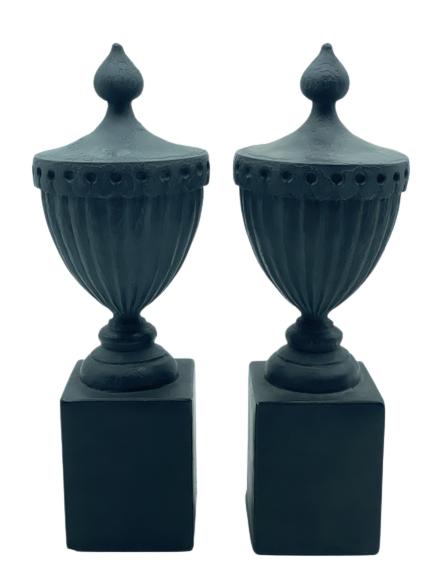 PAIR OF BLACK COMPOSITE FINIALS 13" (1 of 4)