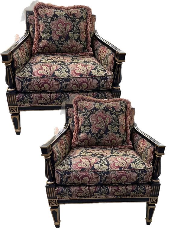 THEODORE ALEXANDER STYLE SIDE ACCENT CHAIRS, PAIR (1 of 15)