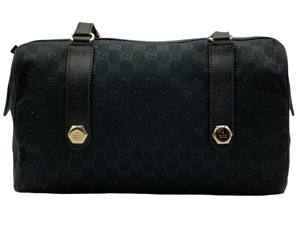 GUCCI BLACK CANVAS MONOGRAMMED BOSTON BAG (1 of 5)