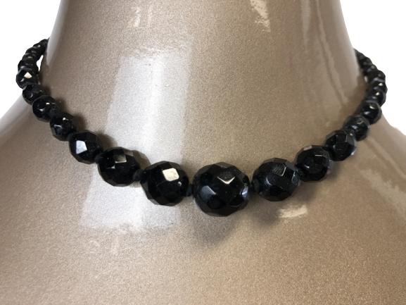 VINTAGE W. GERMANY BLACK SMALL BEADED CHOKER: VINTAGE W. GERMANY BLACK SMALL BEADED CHOKER -GOOD CONDITION