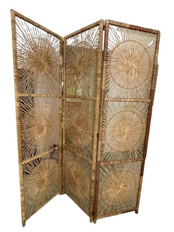 VTG MID MOD RATTAN PRIVACY SCREEN ROOM DIVIDER 72" (1 of 5)