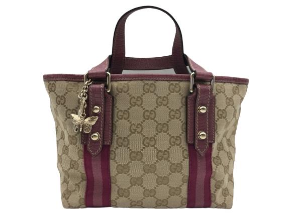 GUCCI BEIGE/PINK JOLICOEUR STRIPE TOTE HANDBAG (1 of 3)