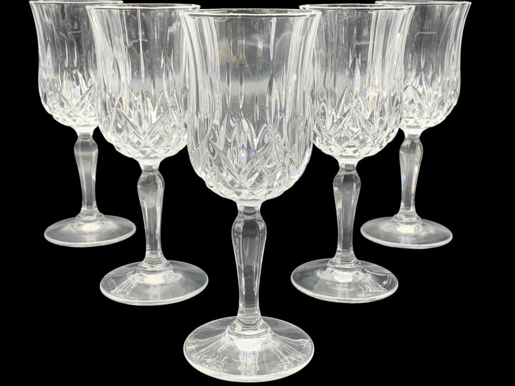 ROYAL CRYSTAL ROCK LEAD CRYSTAL OPERA WINE GLASSES: -ROYAL CRYSTAL ROCK LEAD CRYSTAL OPERA PATTERN WINE GLASSES 7"-NEW IN BOX-OPERA PATTERN LEAD CRYSTAL-SET OF 6 GLASSES