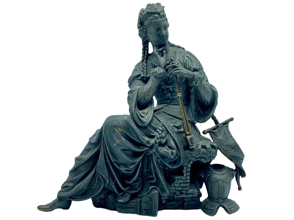 VINTAGE METAL CAST VICTORIAN STATUE FIGURINE 13" (1 of 5)