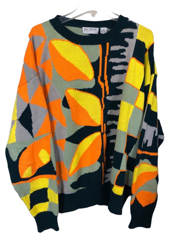 BILL DITFORT ABSTACT COTTON MEN'S SWEATER XL: BILL DITFORT ABSTACT COTTON MEN'S SWEATER XL -GOOD CONDITION