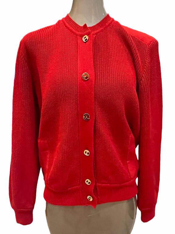 SALVATORE FERRAFGAMO RED KNIT SWEATER SZ 2: SALVATORE FERRAFGAMO RED KNIT SWEATER SZ 2