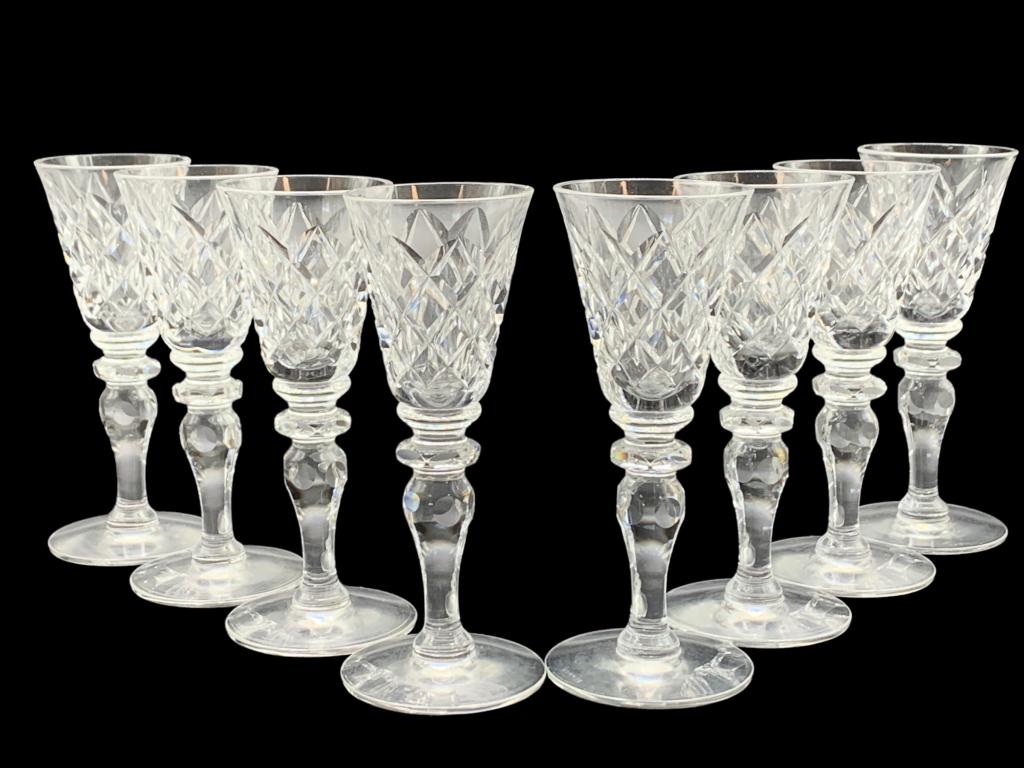 VTG HAWKES CRYSTAL CUT SHERRY GLASS SET(8): -VTG HAWKES CRYSTAL CUT SHERRY GLASS SET (8) -4.5" GLASSES-CRYSTAL BARWARE HOME DECORJR 10/19