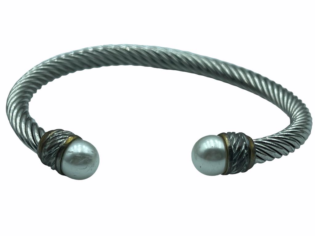 DAVID YURMAN STYLE SILVER AND PEARL BRACELET (1 of 2)