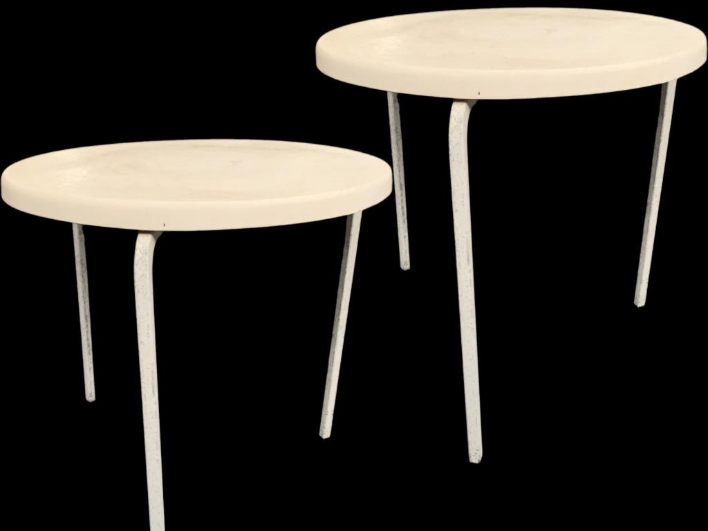 PAIR OF FIBERGLASS MID MOD SIDE TABLES 16" (1 of 3)