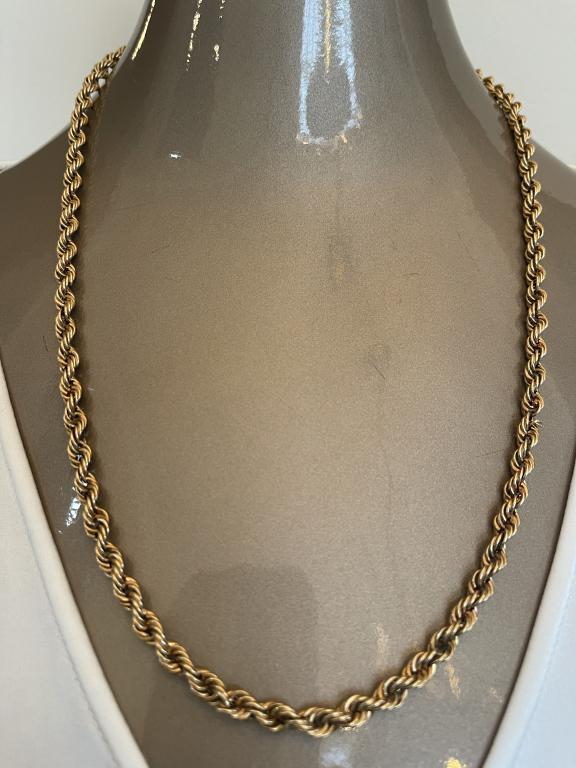 14K GOLD LONG ROPE NECKLACE 22.8 G (1 of 3)