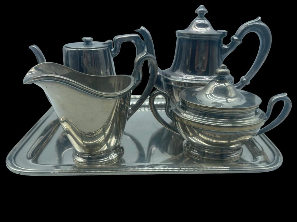 R. WALLACE DON QUIXOTE SILVER SOLDERED TEA SET (1 of 9)