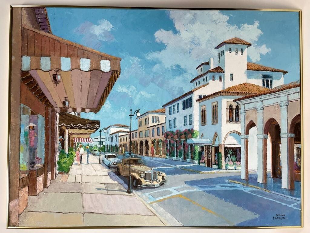 R. PASTORINI WORTH AVENUE PALM BEACH PAINTING 40" (1 of 2)