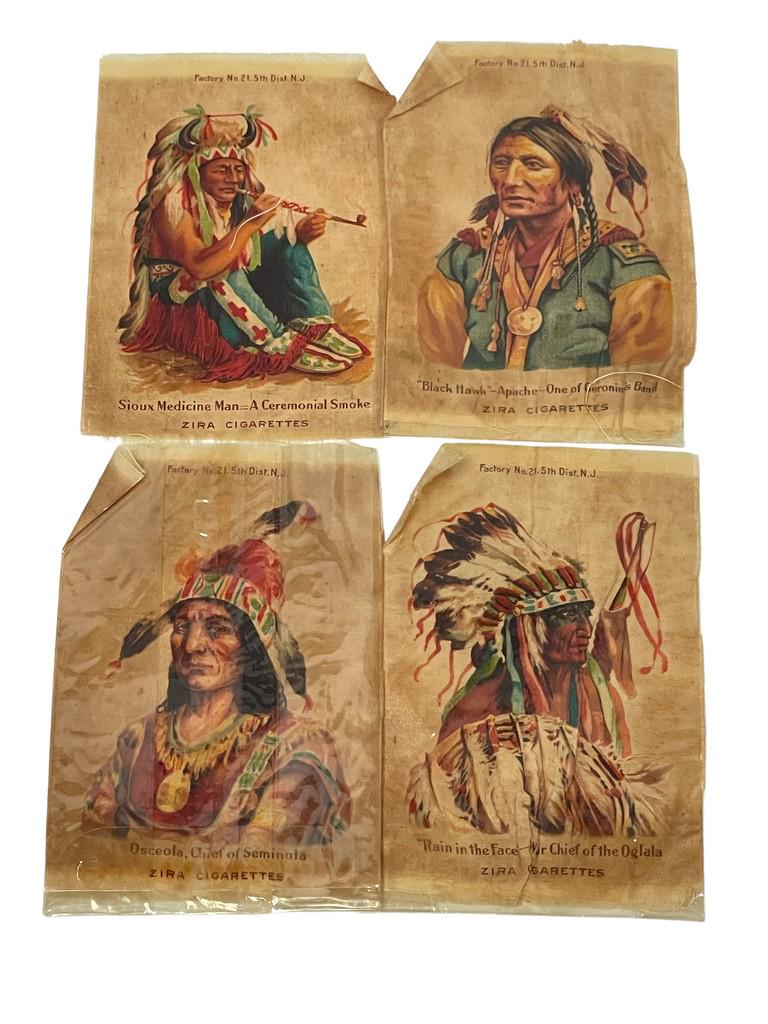 4 LARGE ZIRA CIGARETTES INDIAN CHIEF TOBACCO SILKS (1 of 4)