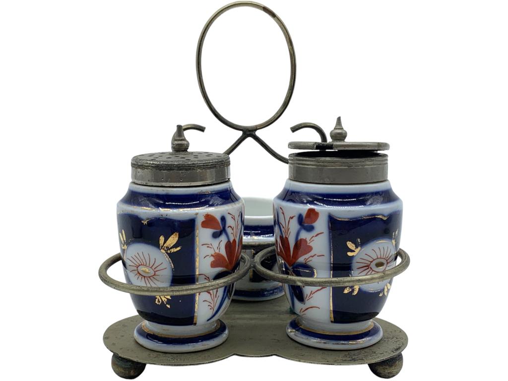 DAVENPORT IMARI STYLE SALT PEPPER CONDIMENT SET 6" (1 of 4)