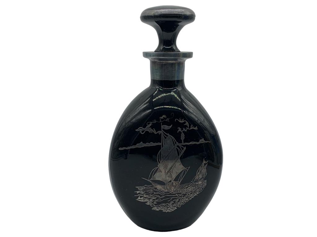 VTG PINCH BOTTLE DECANTER WITH SILVER OVERLAY 9.5" (1 of 5)