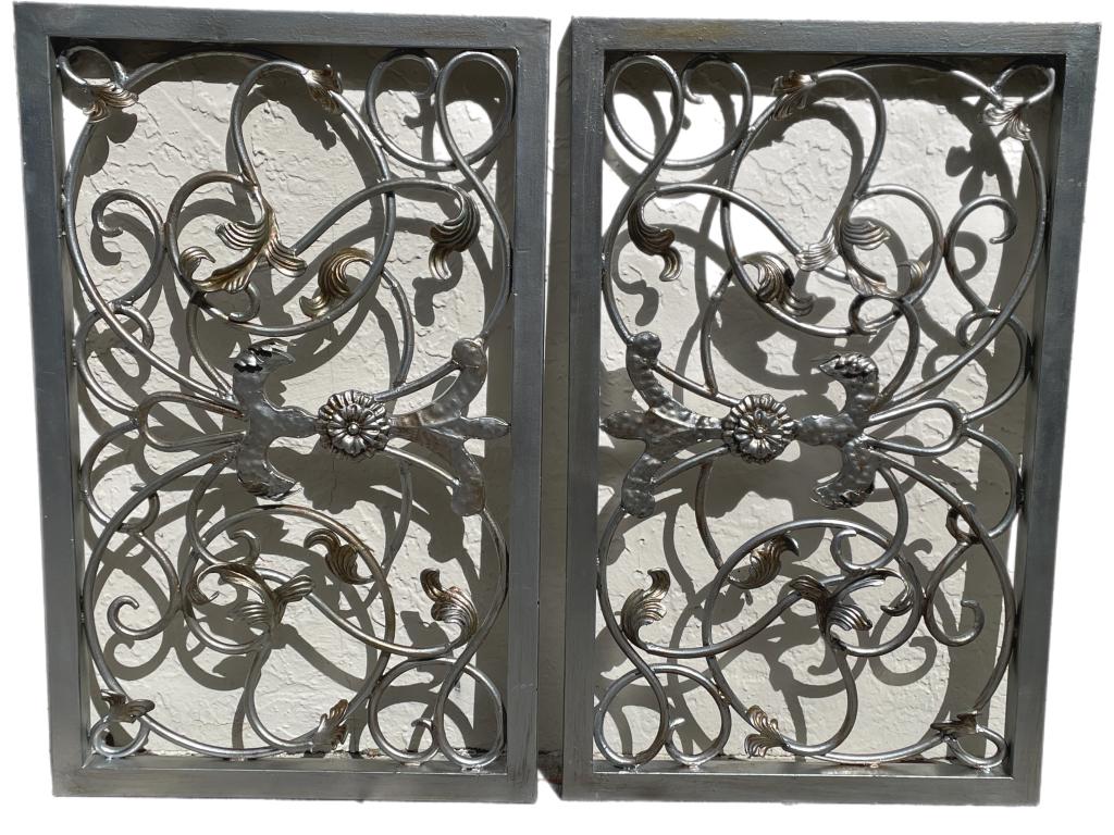 PAIR OF ARCHITECTURAL CAST IRON STYLE GRIDS 38.5" (1 of 6)