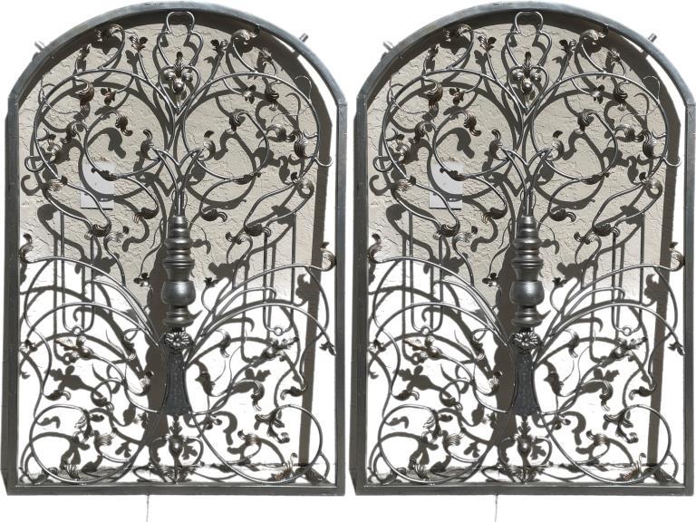 LARGE ARCHITECTURAL CAST IRON STYLE GATES 70.5" PR (1 of 5)