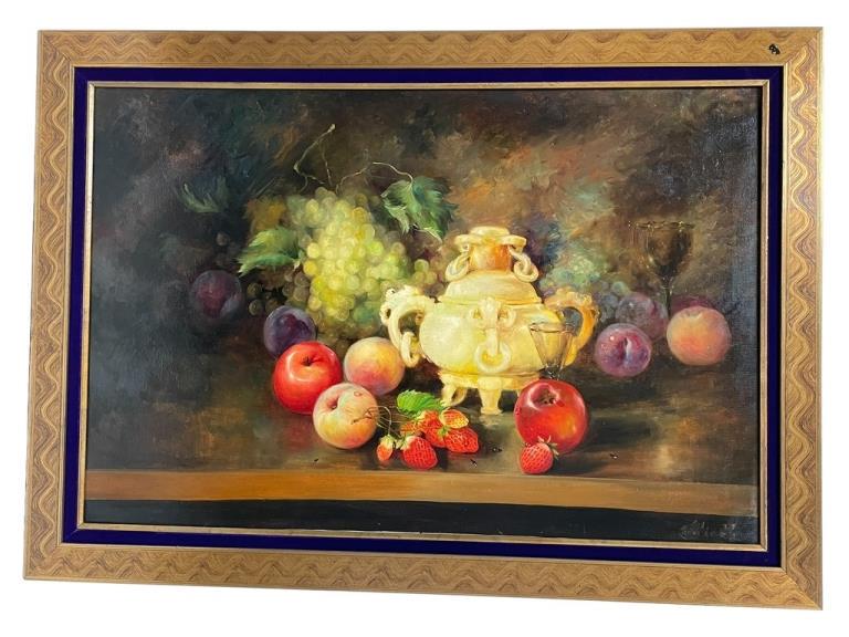 EVA MAKK WHITE JADE BRONZE JI OIL PAINTING 35" (1 of 6)