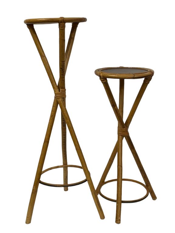 PR ROSENTHAL NETTER BAMBOO RATTAN SIDE TABLES 38" (1 of 7)