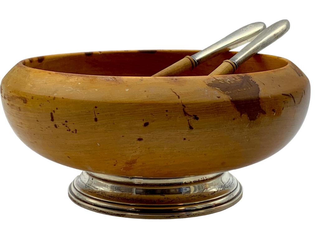VTG HASSELBRING STYLE WOOD & STERLING SALAD SET (1 of 6)