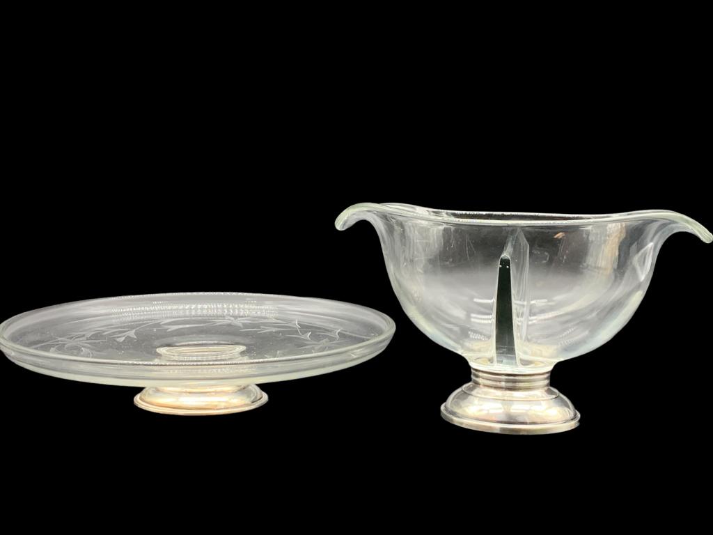 VTG WHITING CO STERLING SILVER GLASS BOWL & PLATE (1 of 4)