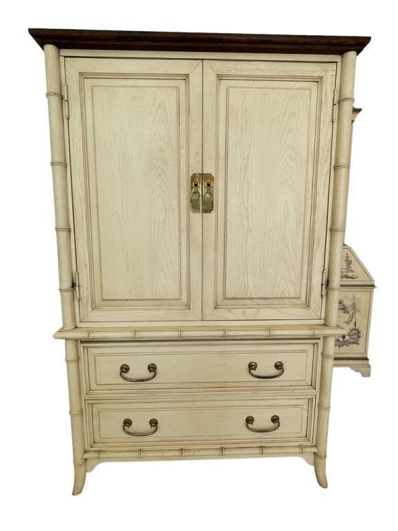 COASTAL MODERN FAUX BAMBOO ARMOIRE CABINET 61" (1 of 6)