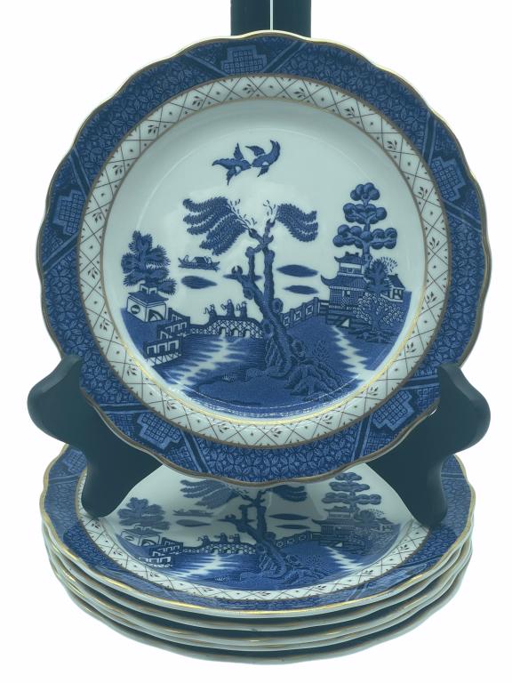 6 ROYAL DOULTON BOOTHS OLD WILLOW PLATES: 6 ROYAL DOULTON BOOTHS OLD WILLOW PLATESTHE MAJESTIC COLLECTION-very good preowned condition-7"
