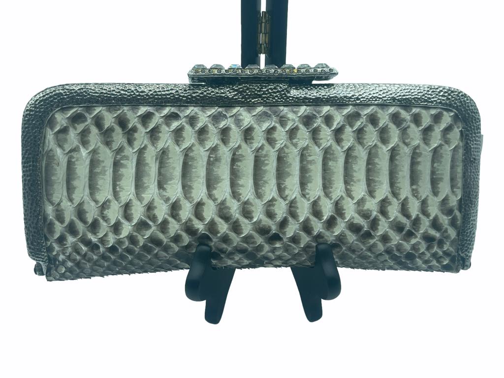 CLARA KASAVINA REPTILE SKIN JEWELED EVENING BAG (1 of 4)