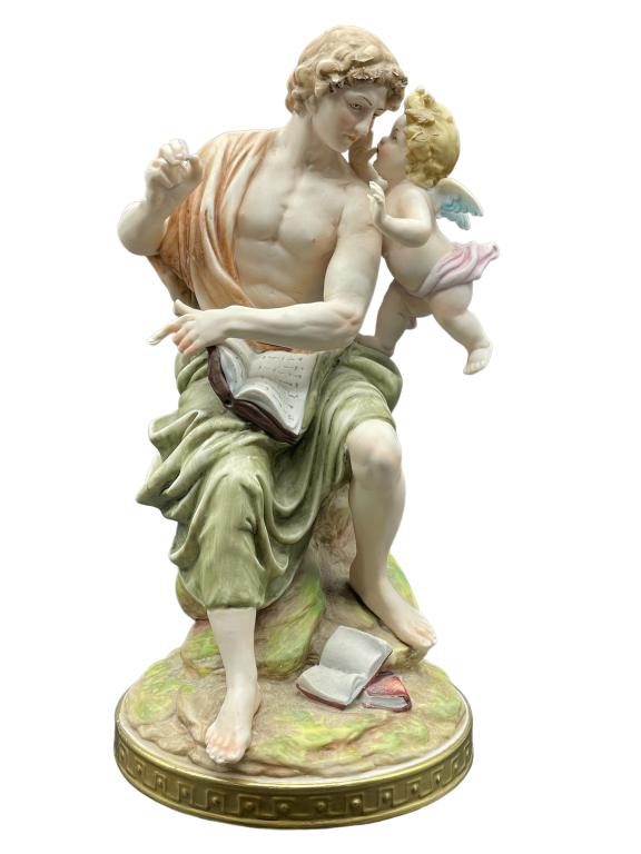 CAPODIMONTE MAN WITH CHERUB FIGURINE 9" (1 of 6)