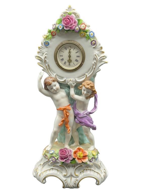 VON SCHIERHOLZ PLAUE PORCELAIN CHERUB CLOCK (1 of 7)