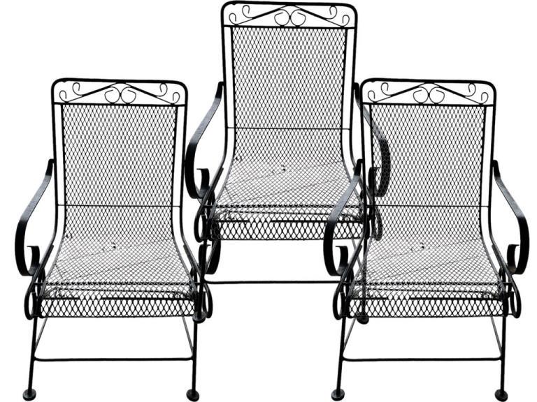 3 WOODARD STYLE WROUGHT IRON OUTDOOR ARM CHAIRS (1 of 4)
