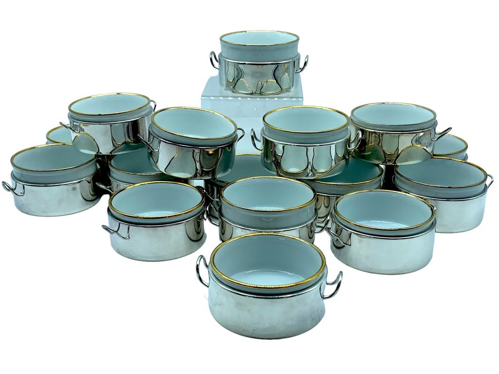 CARDIFF CERAMIC WHITE & GOLD SOUFFLE DISH SET 18 (1 of 7)