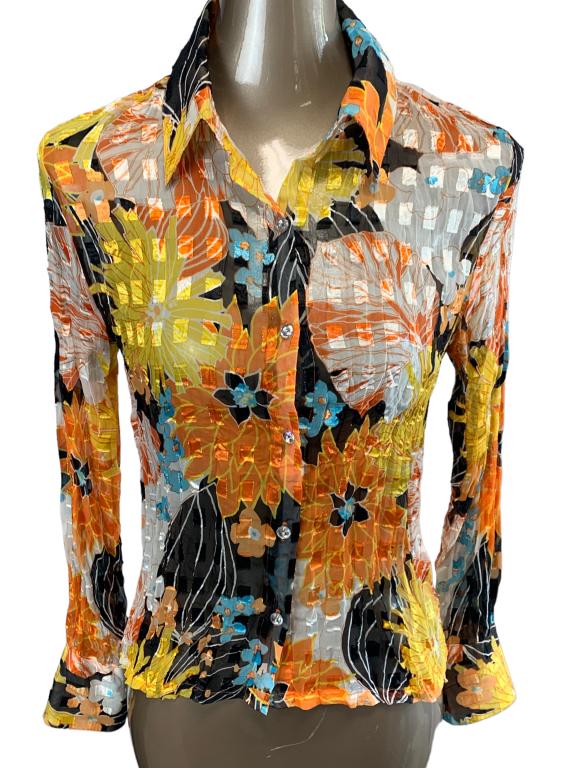 LA CAVIAR BLK & FLORAL PRINT BLOUSE (1 of 4)