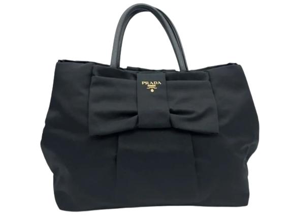 PRADA LOGO BLACK NYLON RIBBON HANDBAG (1 of 3)